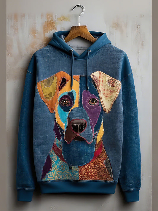 Men's Animal Dog  Drop-Shoulder Hoodie (No Pockets)