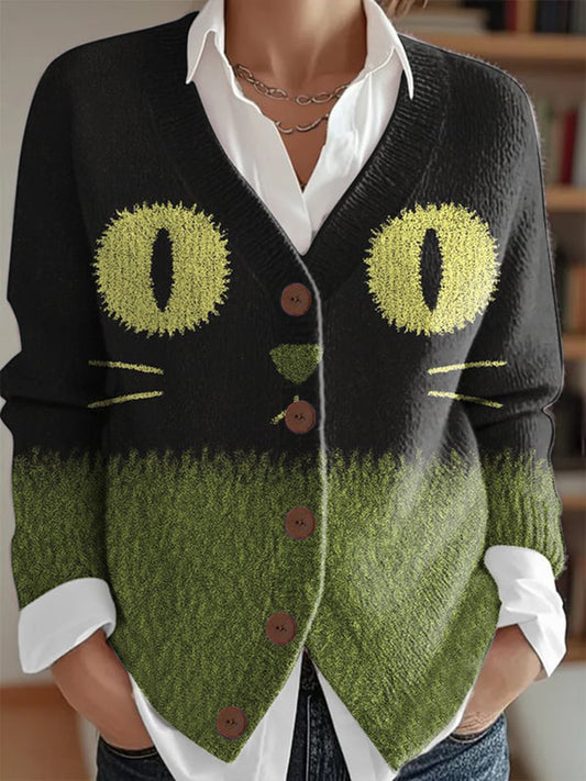 Women's Halloween Cats Cardigan