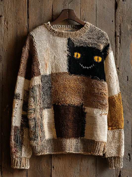 Men's Halloween Black Cat Imitation Sweater