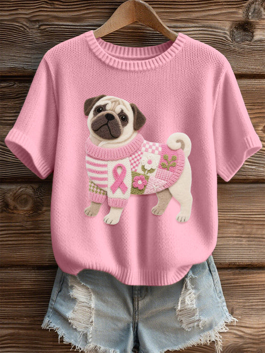 Women's Lovely Pug Felt Art Cozy print Top
