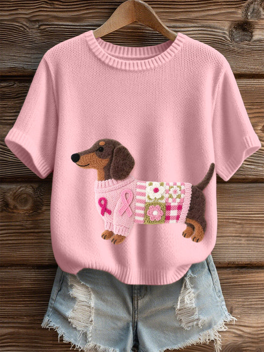 Women's Lovely Dachshund Pattern Felt Art Cozy print Topprinting Top