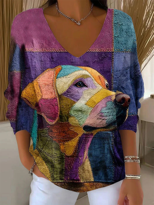 Women's Retro Animal Print Casual Long Sleeve Top