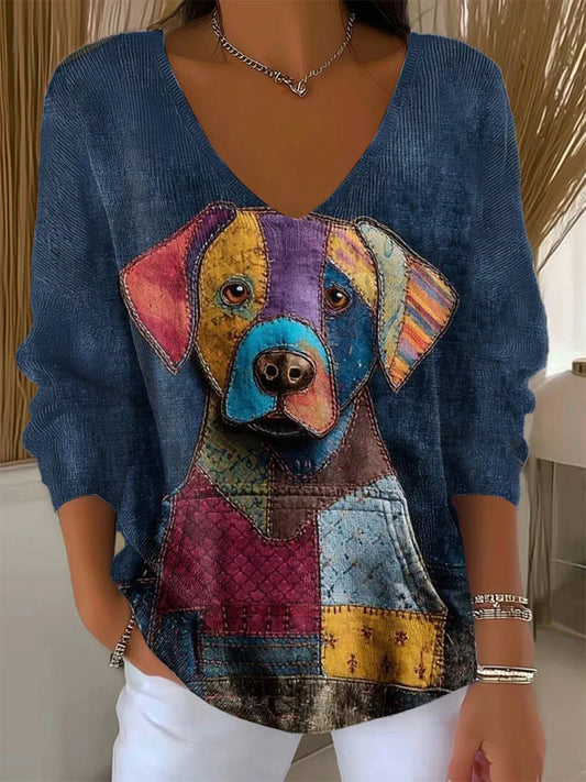 Women's Retro Animal Print Casual Long Sleeve Top