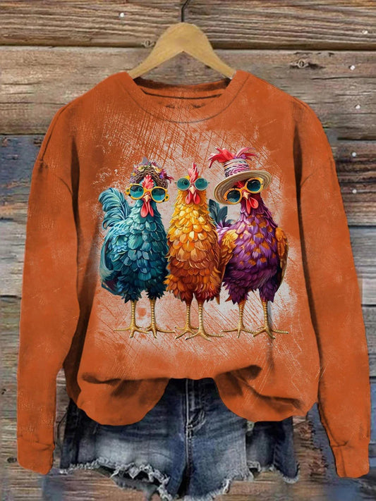 Women's Thanksgiving Turkey Print Casual Sweatshirt