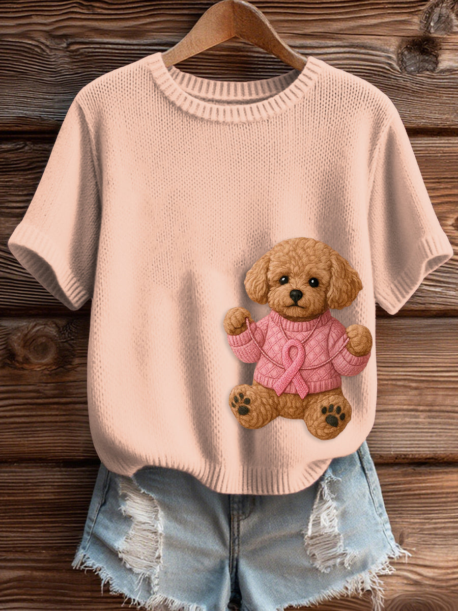 Women's Pink Breast Cancer Awareness Print Knit Sweater