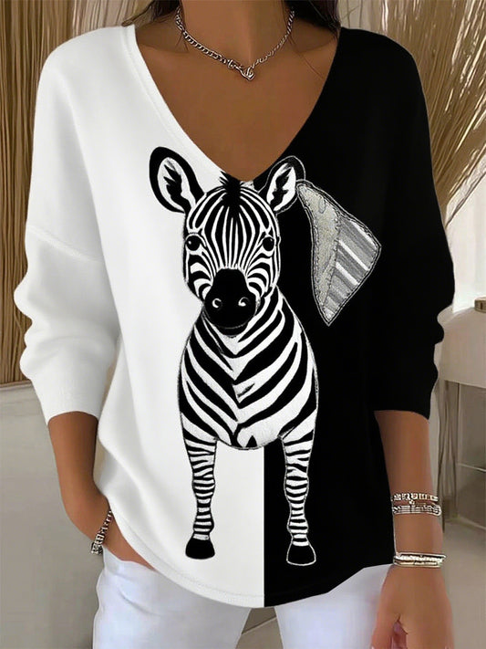 Women's Vintage Animal Print Cotton Top