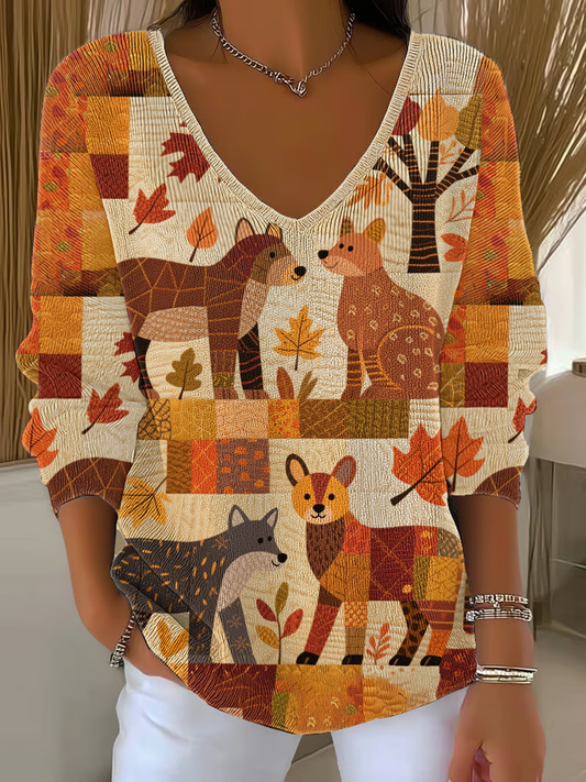Women's autumn animals Ribbed Top