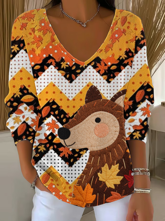 Women's autumn animals Ribbed Top