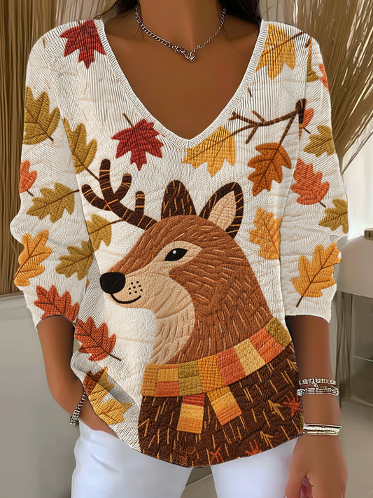 Women's autumn animals Ribbed Top