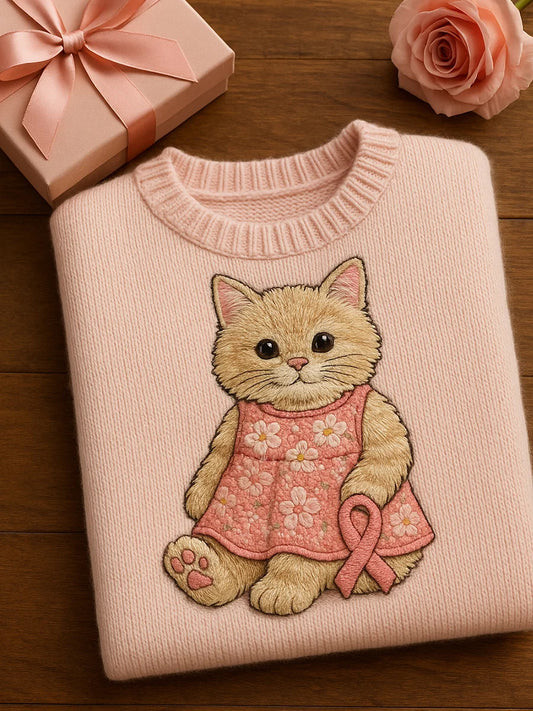 Women's Felt Art Animal Print Cozy Knit Top
