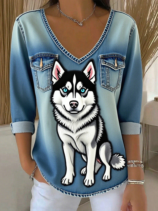 Women's Vintage Animal Print Casual Top