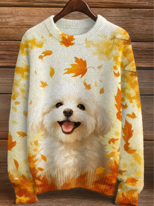 Vintage Abstract Animal Print Casual Sweater
