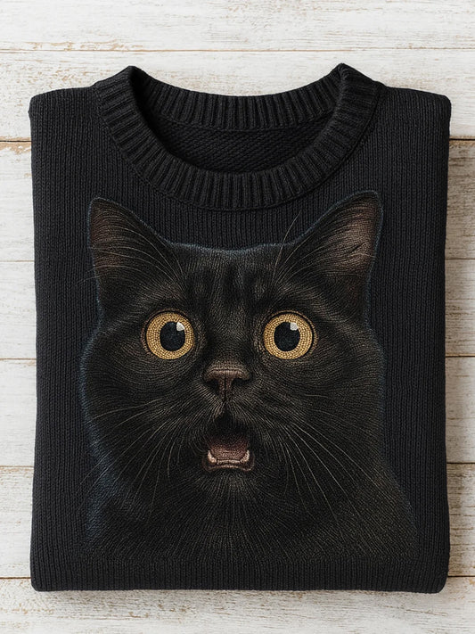 Vintage Abstract Animal Print Casual Sweater