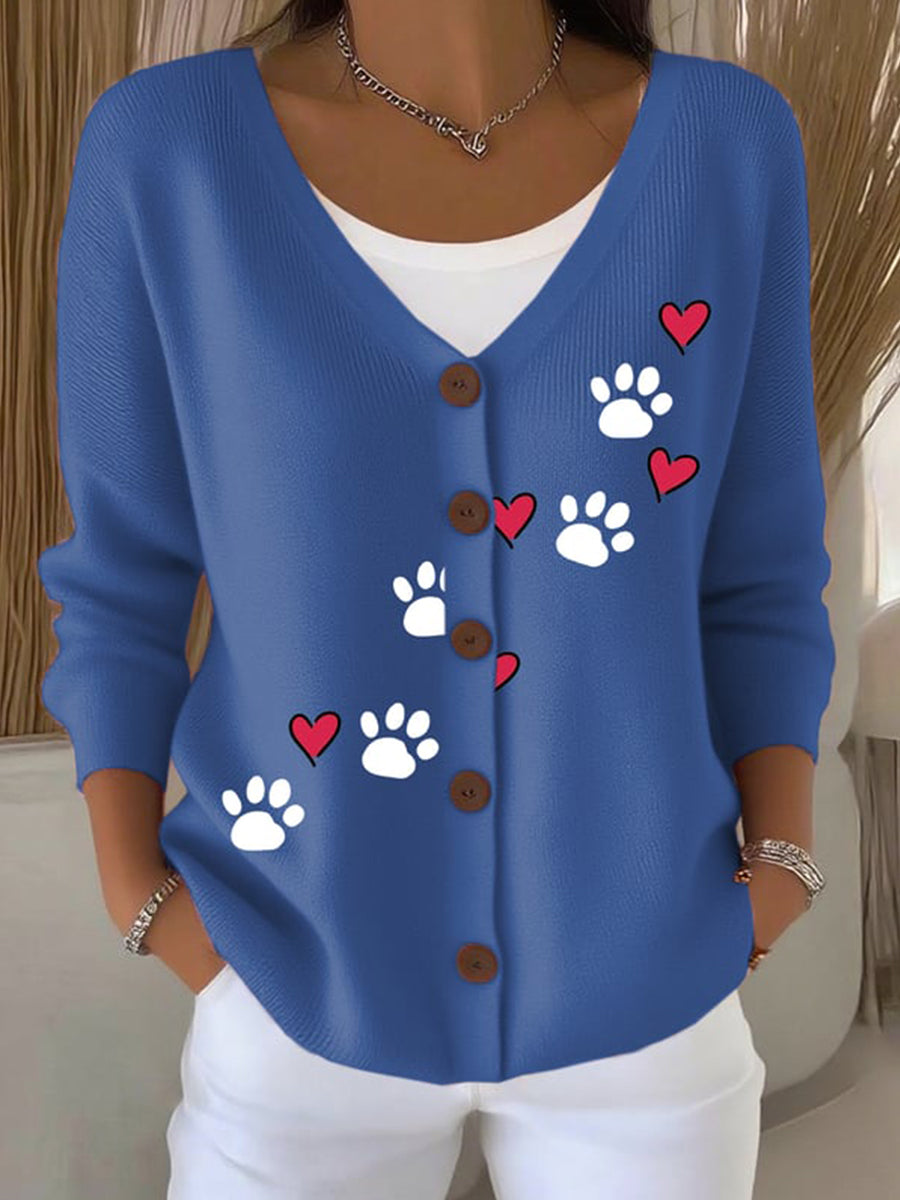Women's dog paw knitted cardigan