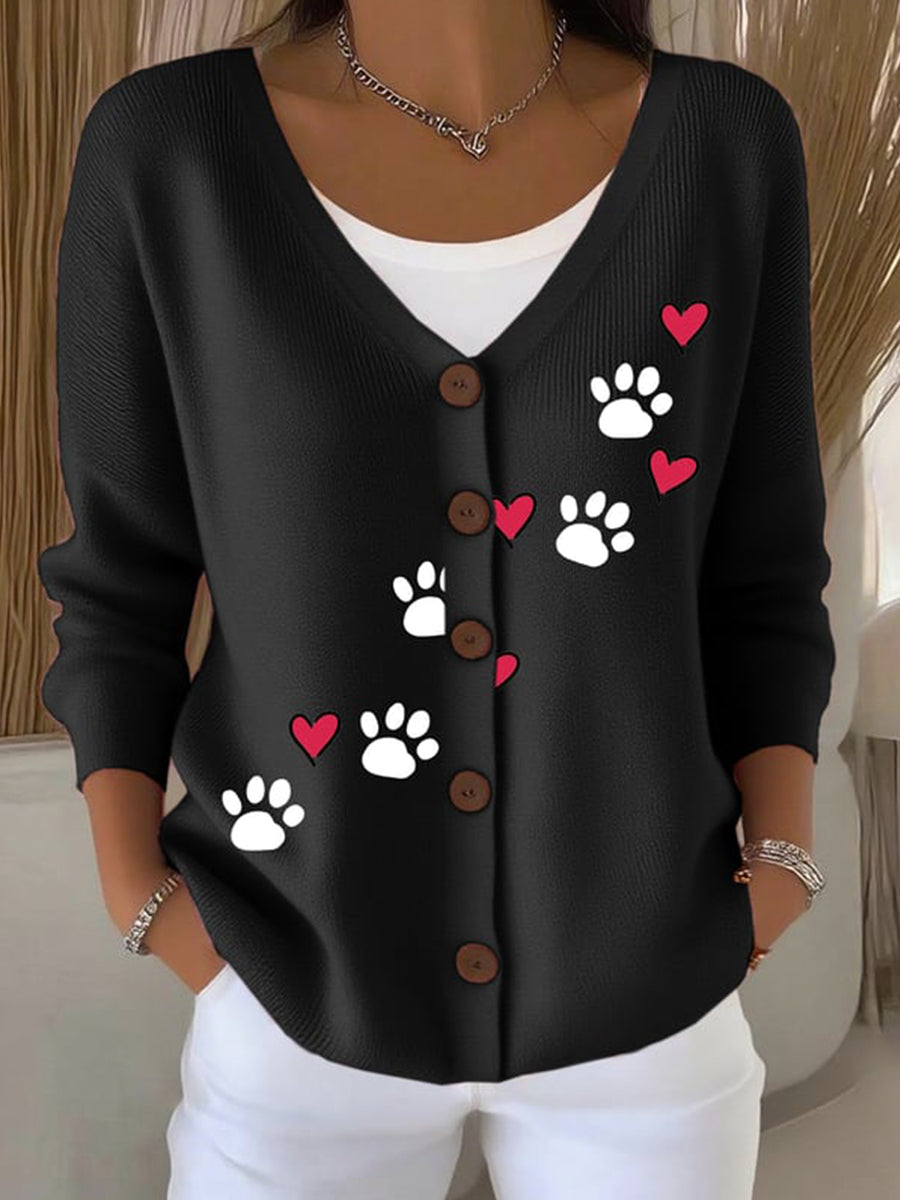 Women's dog paw knitted cardigan
