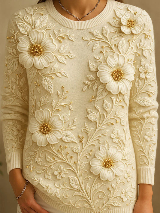 Women's Vintage Floral Print Comfortable Casual Sweater