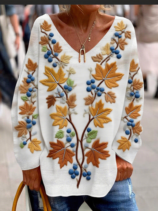 Women's Vintage Floral Print Comfortable Casual Top