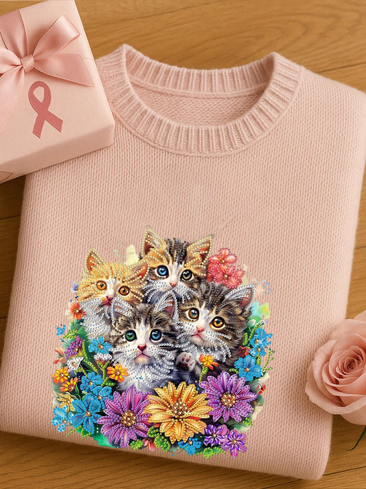 Women's Artistic Animal Print Comfortable Knit Short Sleeve Top