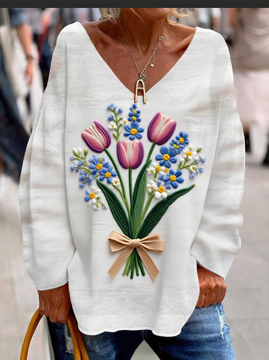Women's Vintage Floral Print Comfortable Casual Top