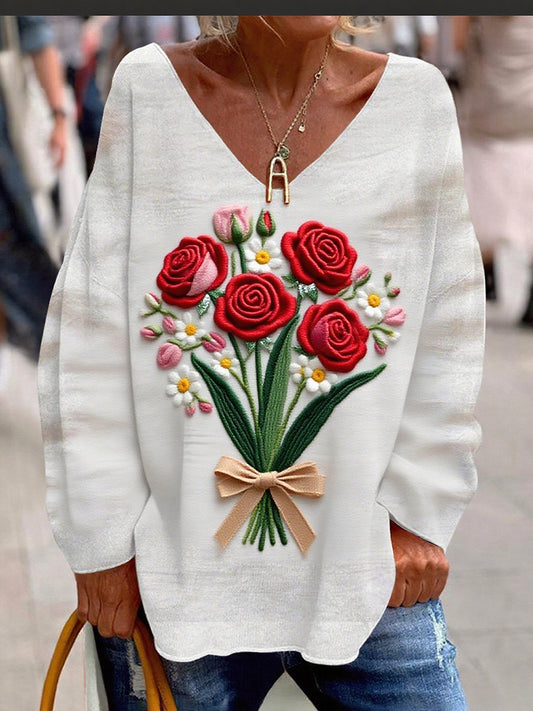 Women's Vintage Floral Print Comfortable Casual Top