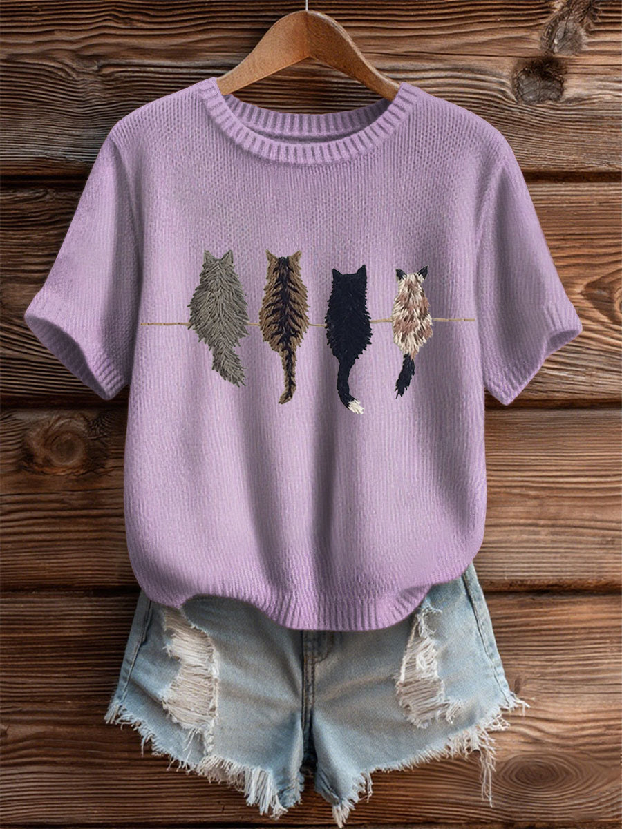 Women's Cute Cat Short-sleeved T-shirt