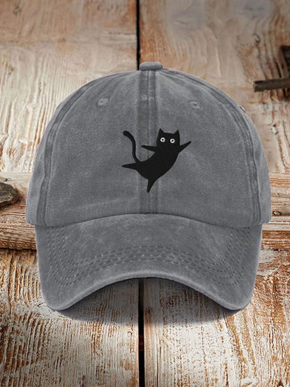 Unisex Resort Cute Black Cat Design Print Hat