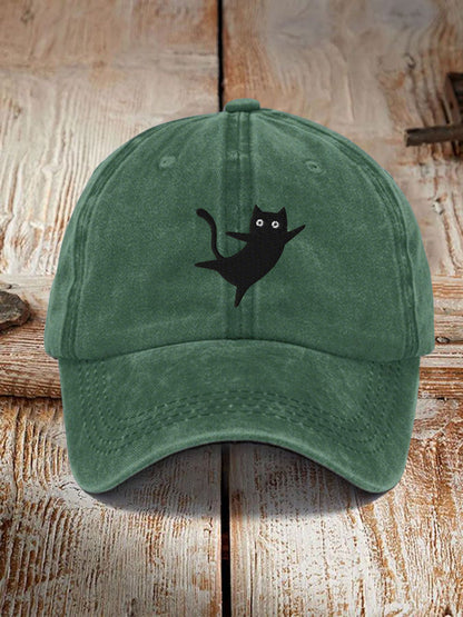 Unisex Resort Cute Black Cat Design Print Hat