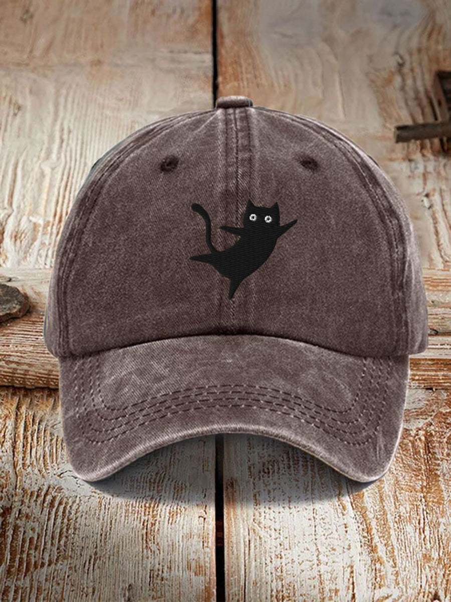Unisex Resort Cute Black Cat Design Print Hat