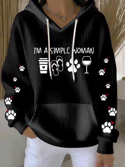 Women's  Dog Lover Dog Paw Print Casual Hoodie