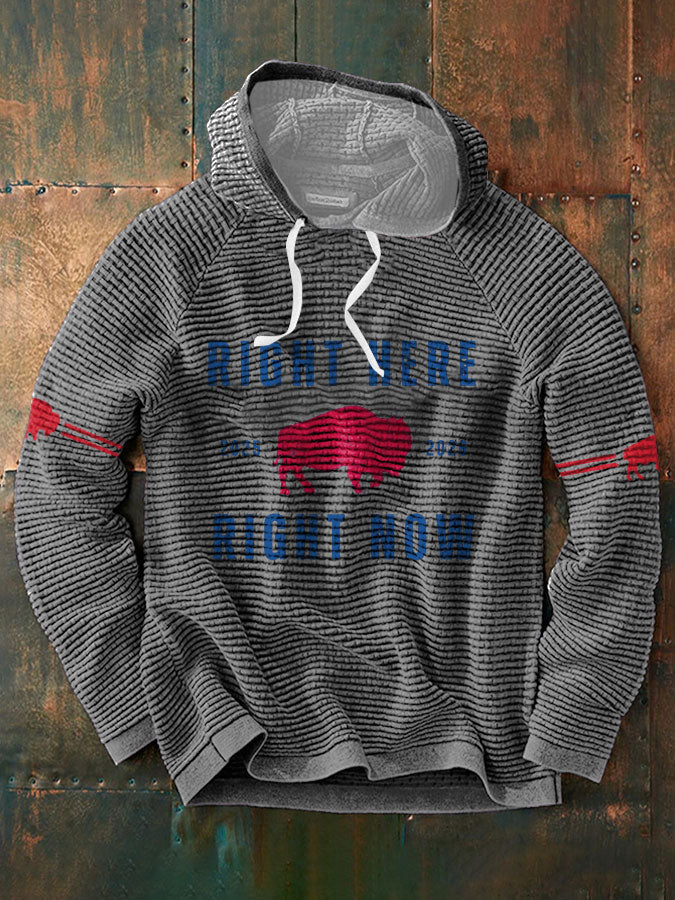 Men's Buffalo Football Lover Printed Hoodie