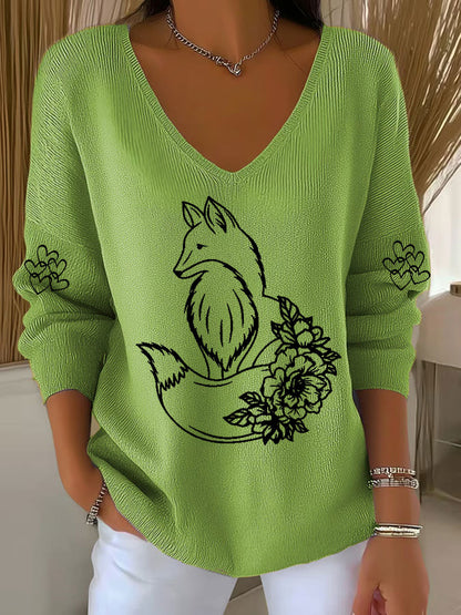 Women's Fox Print Casual Top