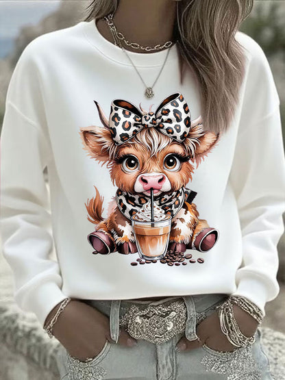 Women's Highland Cow Print Casual Sweatshirt