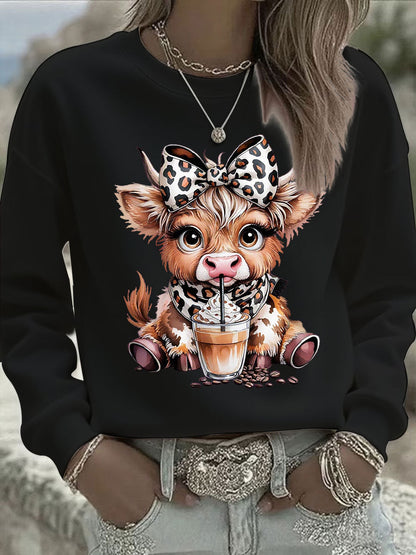 Women's Highland Cow Print Casual Sweatshirt