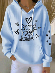 Women’s West Highland Cow Print Long Sleeve Top Light Blue / S
