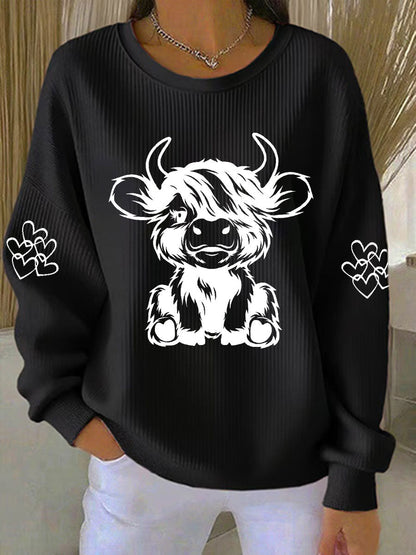 Women's Highland Cow Print Casual Sweatshirt