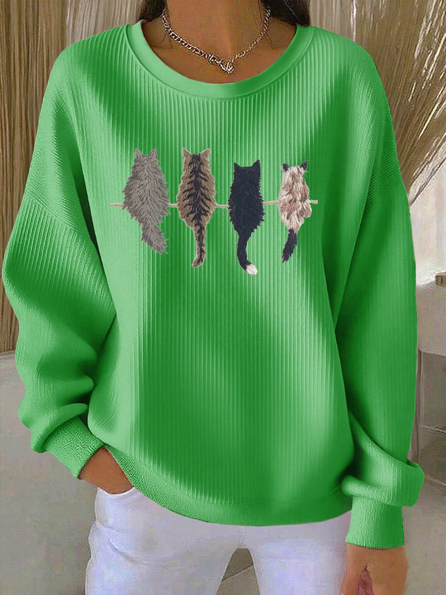 Women's Cat's silhouette Printed Hooded Sweatshirt