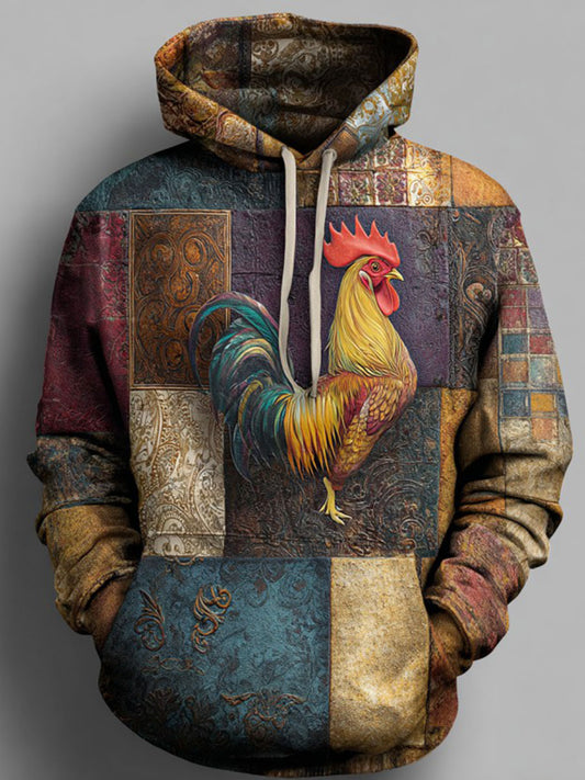 Vintage Thanksgiving Turkey Print Casual Hoodie