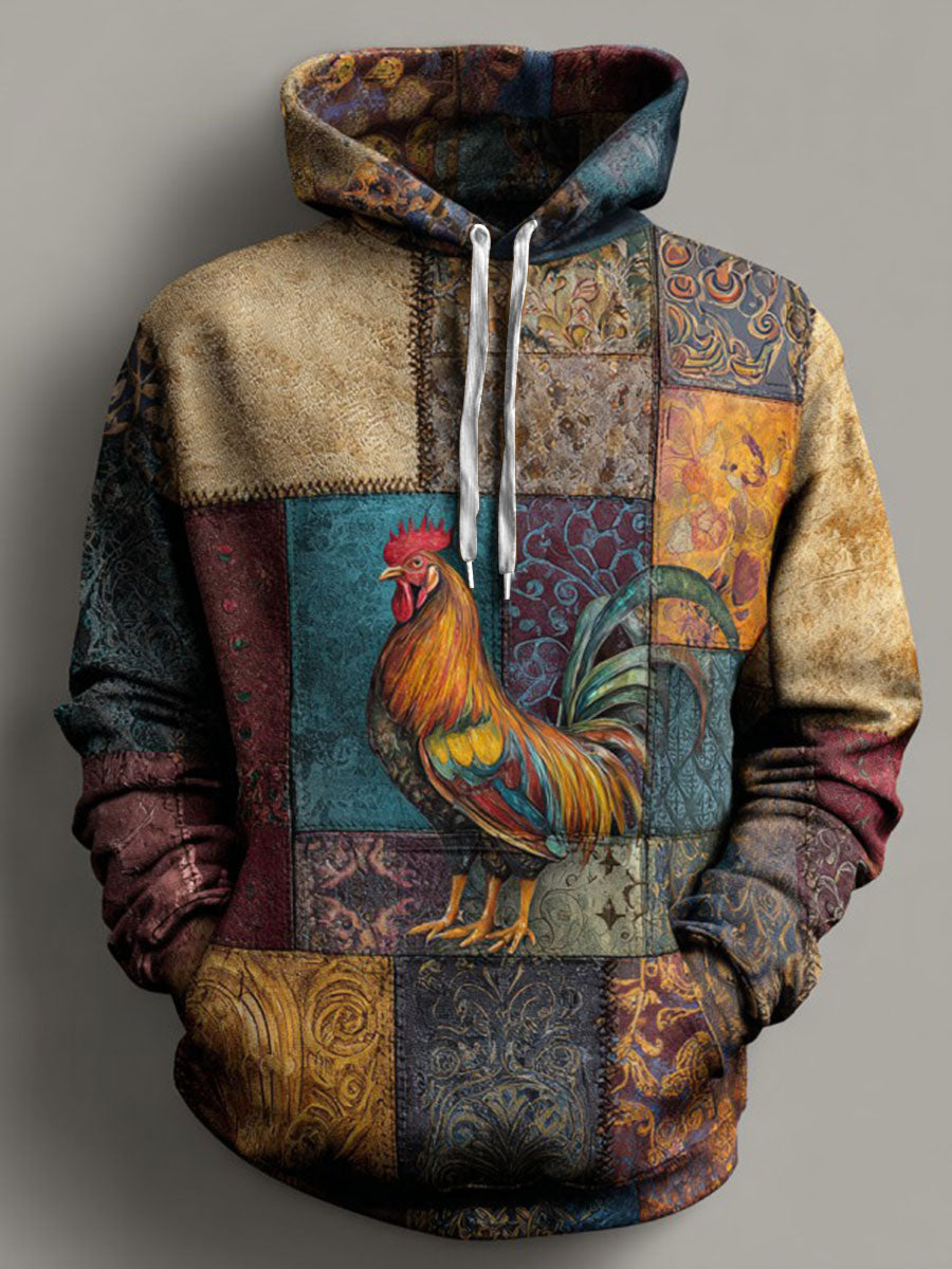 Vintage Thanksgiving Turkey Print Casual Hoodie