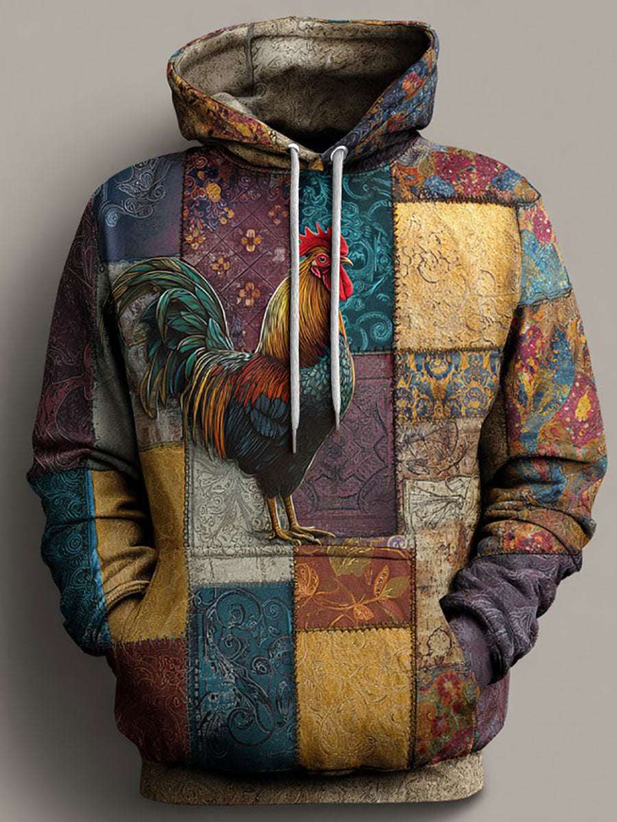 Vintage Thanksgiving Turkey Print Casual Hoodie
