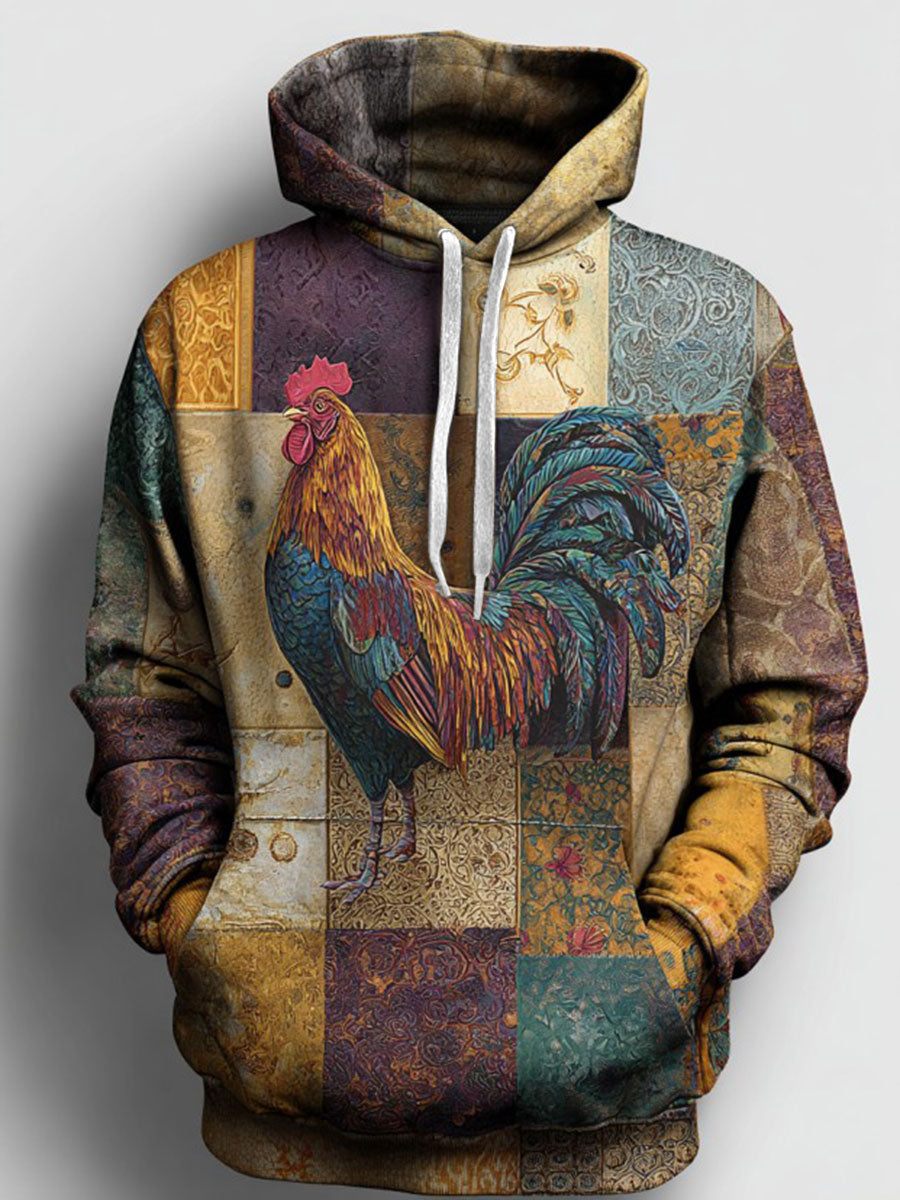 Vintage Thanksgiving Turkey Print Casual Hoodie