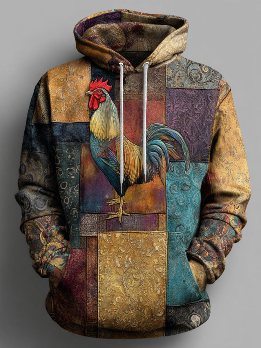Vintage Thanksgiving Turkey Print Casual Hoodie