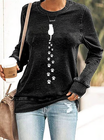 Women's Cat Printed fitted sweatshirt