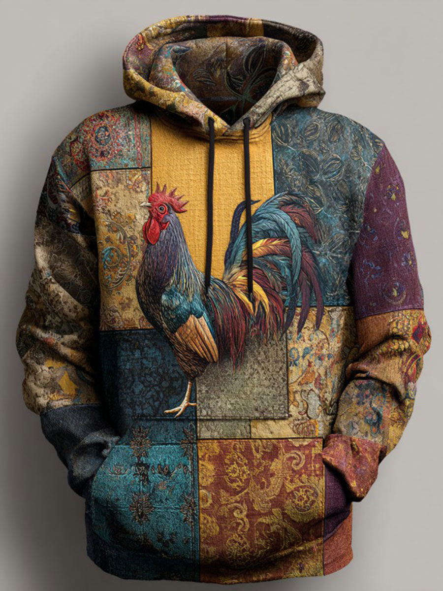 Vintage Thanksgiving Turkey Print Casual Hoodie