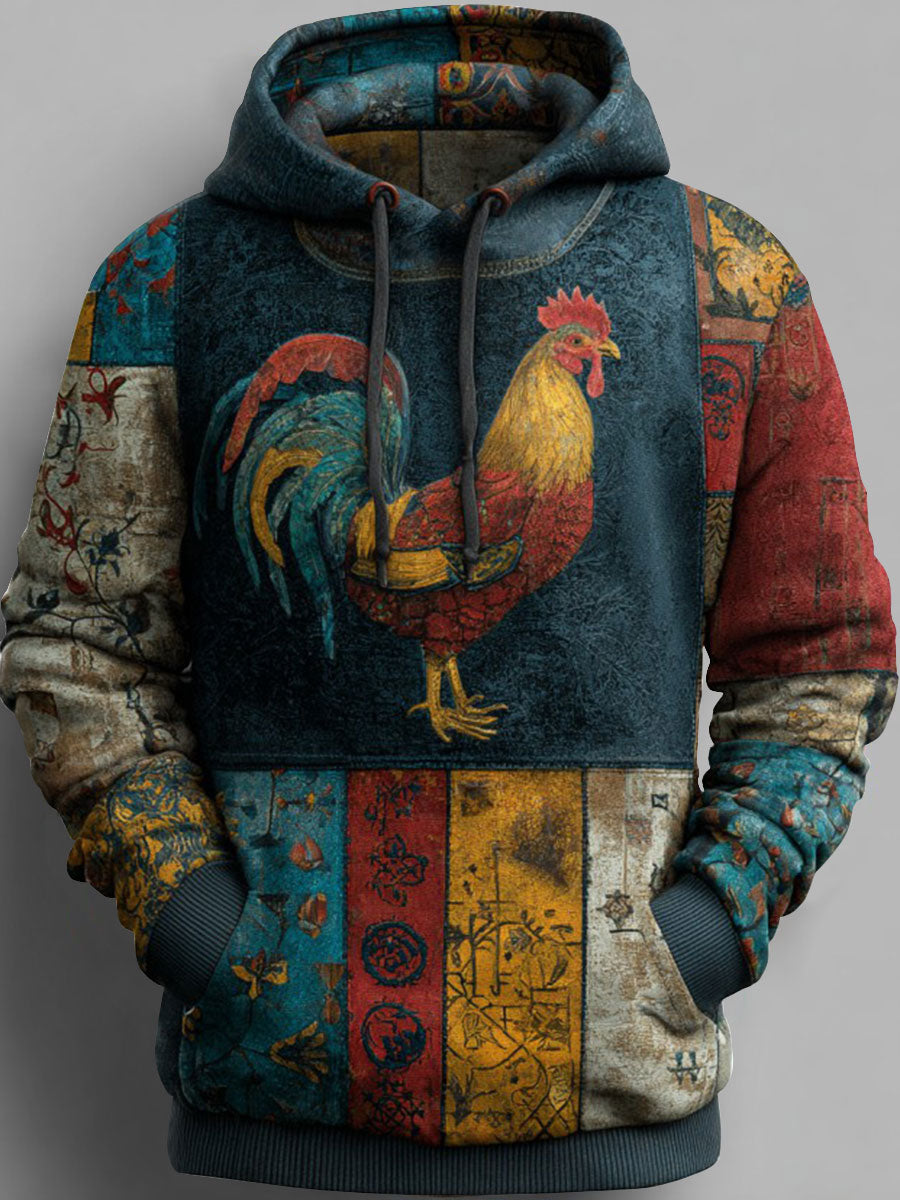 Vintage Thanksgiving Turkey Print Casual Hoodie