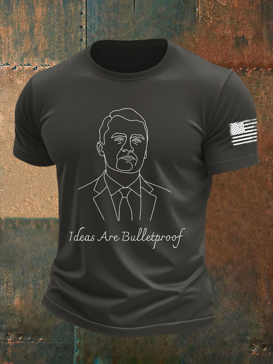 Men's Ideas Are Bulletproof Printed Casual T-shirt