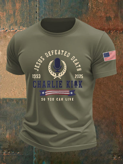 Men's Jesus Defeated Death, So You Can Live R.I.P Charlie Kirk Tee