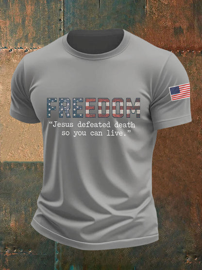 Men's Freedom Turning Point USA, Jesus Defeated Death So You Can Live R.I.P Charlie Kirk Tee