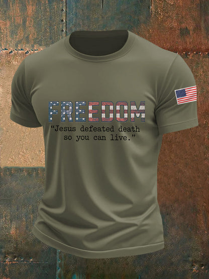 Men's Freedom Turning Point USA, Jesus Defeated Death So You Can Live R.I.P Charlie Kirk Tee