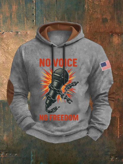 Men's No Voice No Freedom Printed Casual Hoodie