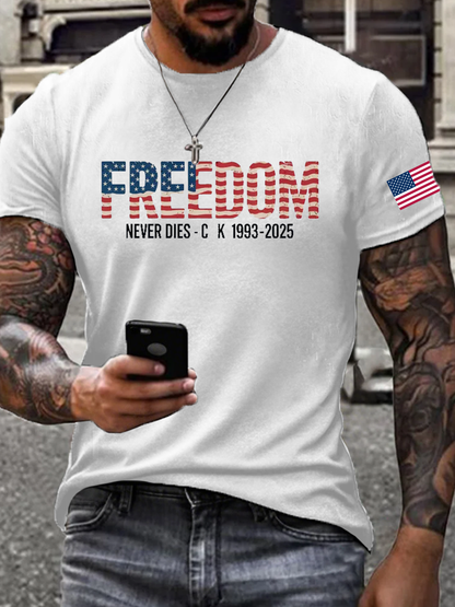 Men's Freedom Printed imitation cotton short-sleeved T-shirt